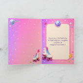 Personalized 8th Birthday Roller Disco Card Girl カード (内部)