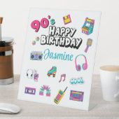 Personalized 90’s Themed Happy Birthday Table Sign 台座サイン (インサイチュ)