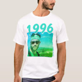 Personalized 90s Birthday Shirt, Neon Blue Photo Tシャツ (正面)