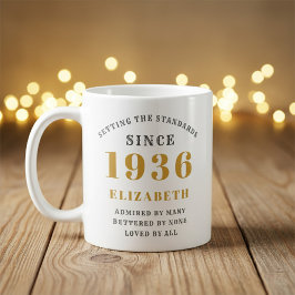 Personalized 90th Birthday 1936 Add Name Elegant コーヒーマグカップ