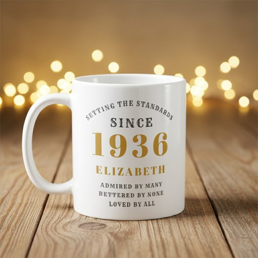Personalized 90th Birthday 1936 Add Name Elegant コーヒーマグカップ