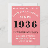 Personalized 90th Birthday 1936 Add Your Name Pink 招待状 (正面)