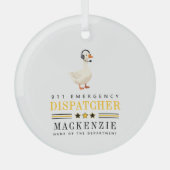 Personalized 911 Dispatcher Goose With Headset ガラスオーナメント (正面)
