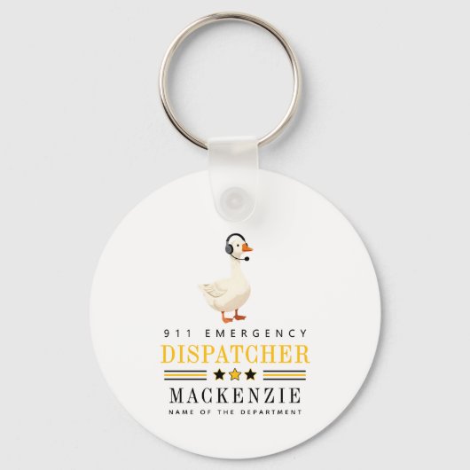 Personalized 911 Dispatcher Goose With Headset キーホルダー (正面)