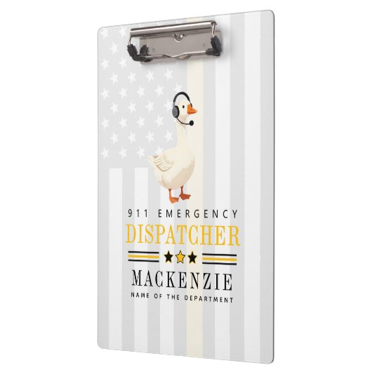 Personalized 911 Dispatcher Goose With Headset クリップボード (左)