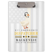 Personalized 911 Dispatcher Goose With Headset クリップボード (正面)
