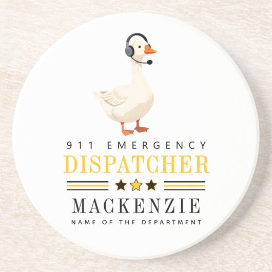 Personalized 911 Dispatcher Goose With Headset コースター (正面)