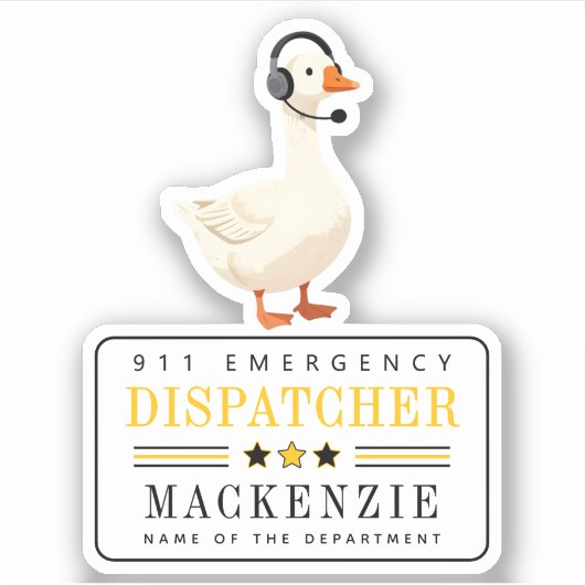 Personalized 911 Dispatcher Goose With Headset シール (正面)