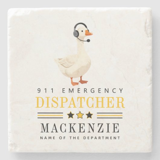Personalized 911 Dispatcher Goose With Headset ストーンコースター (正面)
