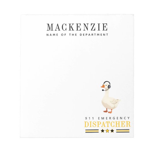 Personalized 911 Dispatcher Goose With Headset ノートパッド (正面)