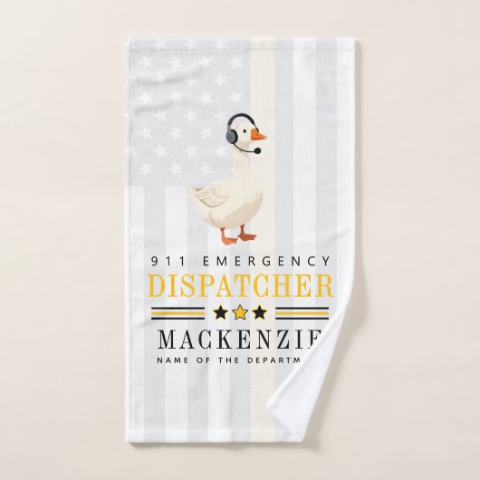Personalized 911 Dispatcher Goose With Headset ハンドタオル (ハンドタオル)