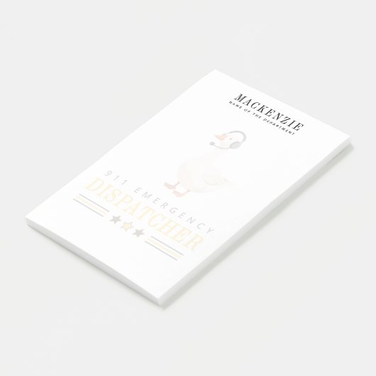 Personalized 911 Dispatcher Goose With Headset ポストイット (アングル)