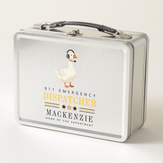 Personalized 911 Dispatcher Goose With Headset メタルランチボックス (正面)