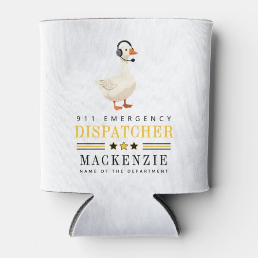 Personalized 911 Dispatcher Goose With Headset 缶クーラー (正面)