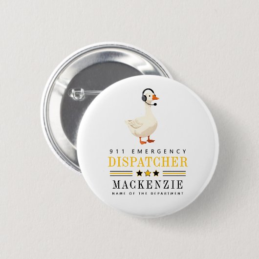 Personalized 911 Dispatcher Goose With Headset 缶バッジ (正面&裏面)