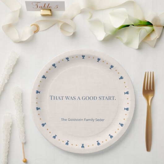 Personalized 9" Passover Seder Dinner Plate in Set ペーパープレート (ウェディング)