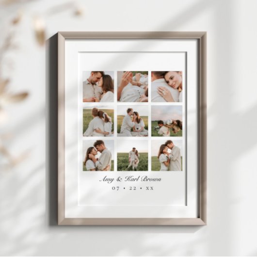 Personalized 9 Photo Couples Collage ポスター