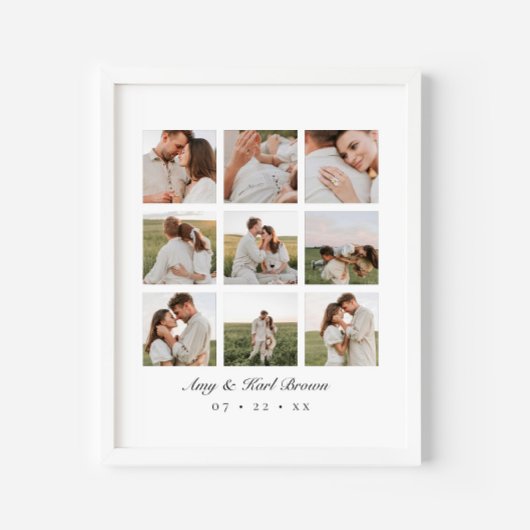 Personalized 9 Photo Couples Collage ポスター