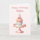 Personalized 9th Birthday Cupcake Card カード (正面)