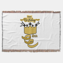  Personalized 9th Birthday King Crown Design スローブランケット