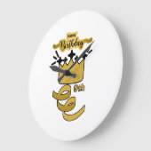  Personalized 9th Birthday King Crown Design ラージ壁時計 (傾斜)