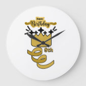  Personalized 9th Birthday King Crown Design ラージ壁時計 (正面)