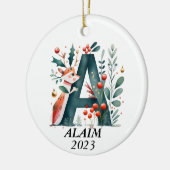 Personalized "A" Initial Christmas Ornament セラミックオーナメント (左)