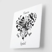 Personalized Abstract Black & White Heart Design  スクエア壁時計 (傾斜)