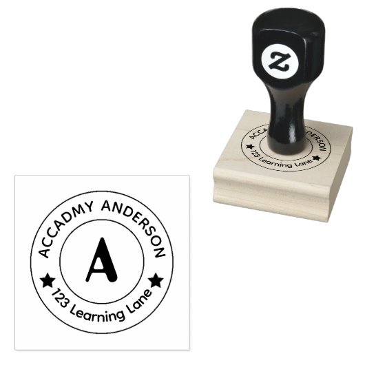 Personalized Academic Initial A Round Seal Stamp ラバースタンプ (押印)