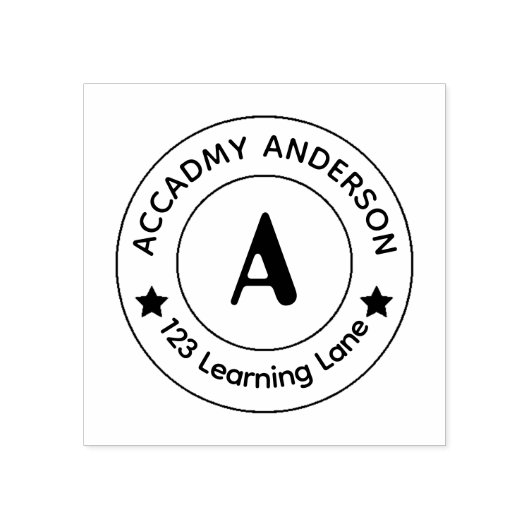 Personalized Academic Initial A Round Seal Stamp ラバースタンプ (インプリント)