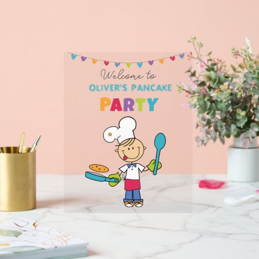 Personalized Acrylic Sign for Kids Pancake Party アクリルサイン (ウェディング)