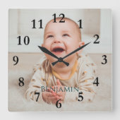 Personalized Add-a-Photo Square Wall Clock スクエア壁時計 (正面)