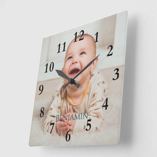 Personalized Add-a-Photo Square Wall Clock スクエア壁時計 (傾斜)