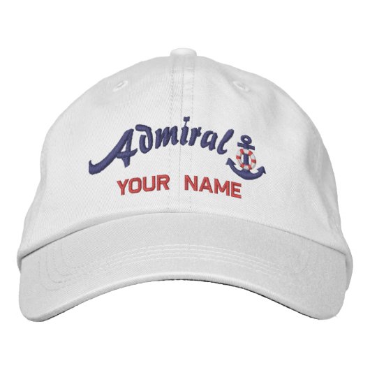 Personalized Admiral Lifesaver Anchor Your Name 刺繍入りキャップ (正面)