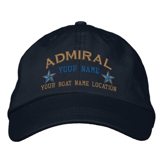 Personalized Admiral Stars Ball Cap Embroidery 刺繍入りキャップ (正面)
