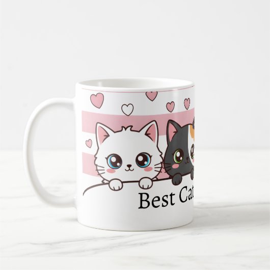 Personalized Adorable Cartoon Cat Coffee Cup コーヒーマグカップ (左)