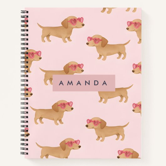 Personalized Adorable Dachshund Dog ノートブック (正面)