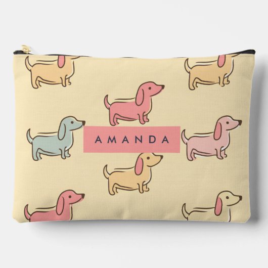 Personalized Adorable Dachshund Dog Pattern アクセサリーポーチ (正面)