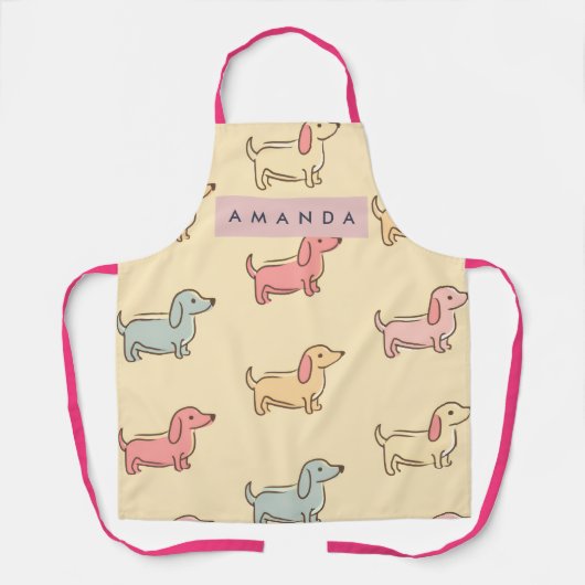 Personalized Adorable Dachshund Dog Pattern エプロン (正面)