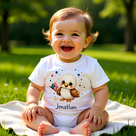 Personalized Adorable Eagle Patriotic Baby  ベビーTシャツ