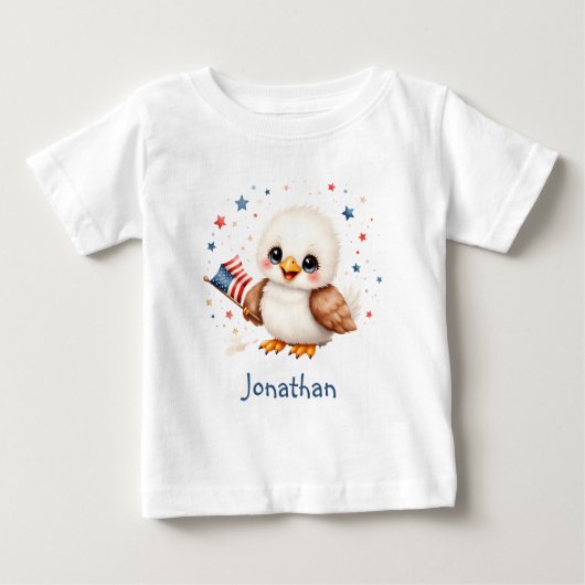 Personalized Adorable Eagle Patriotic Baby ベビーTシャツ (正面)