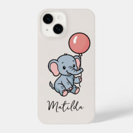 Personalized Adorable Elephant with Balloon Phone  iPhone 14ケース