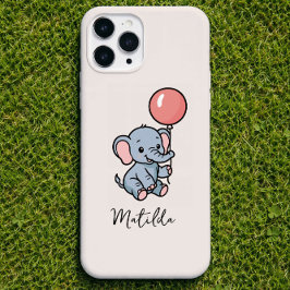 Personalized Adorable Elephant with Balloon Phone  iPhone 14ケース