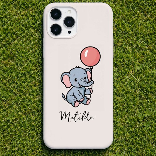 Personalized Adorable Elephant with Balloon Phone  iPhoneケース