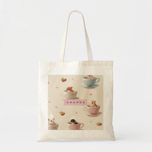 Personalized Adorable Hamster in Teacup Pattern トートバッグ (正面)
