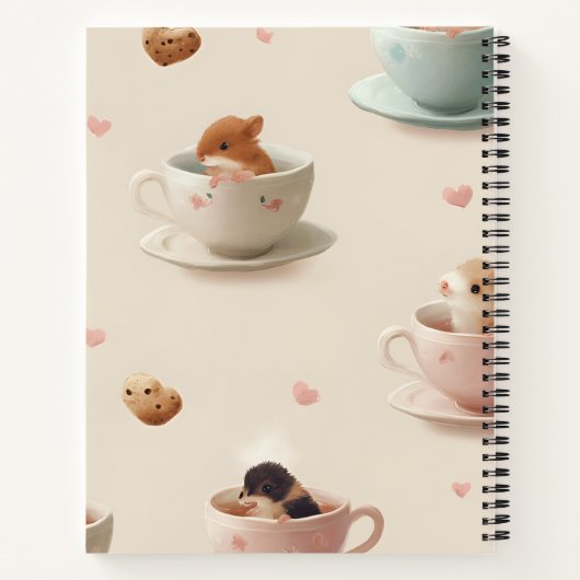 Personalized Adorable Hamster in Teacup Pattern ノートブック (裏面)
