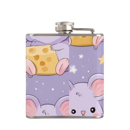 Personalized Adorable Kawaii Mice Pattern フラスク (裏面)
