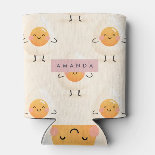 Personalized Adorable Kawaii Smiling Egg 缶クーラー (裏面)