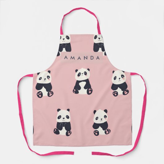 Personalized Adorable Panda Pattern エプロン (正面)