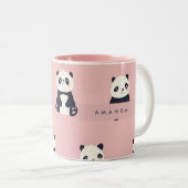 Personalized Adorable Panda Pattern ツートーンマグカップ (正面右)
